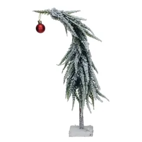 17-3/4" FAUX EVERGREEN TREE WITH RED BALL ORNAMENT