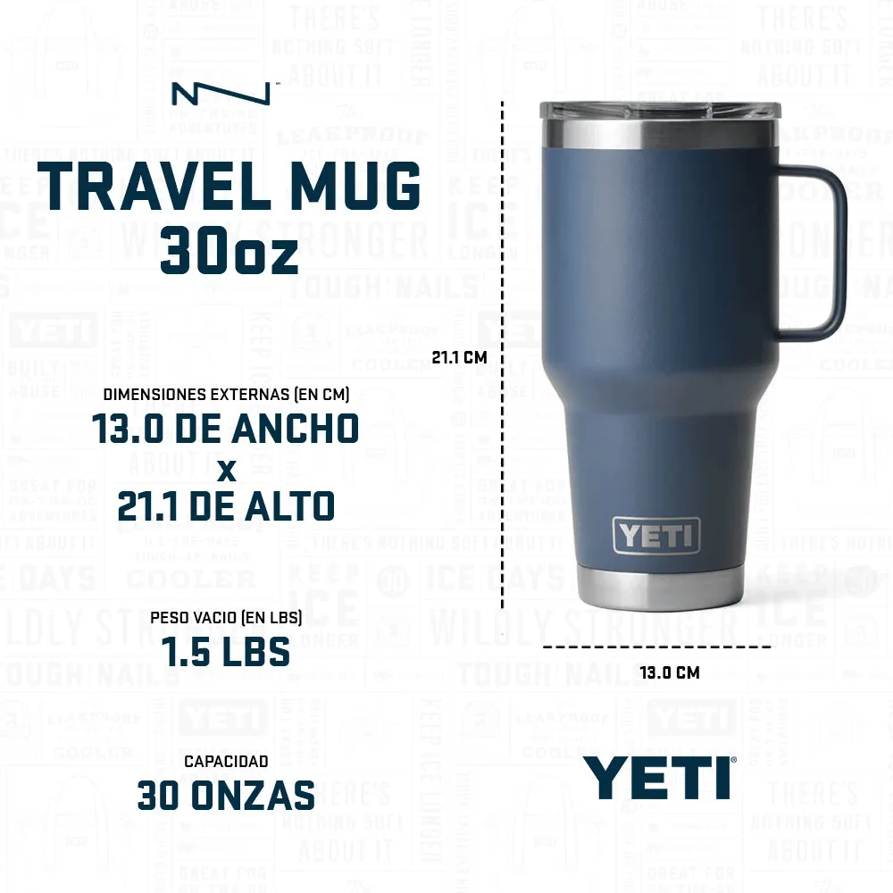 21071501347 TAZA RAMBLER 30oz TRAVEL MUG CON TAPA STRONGHOLD BLANCO MARCA YETI