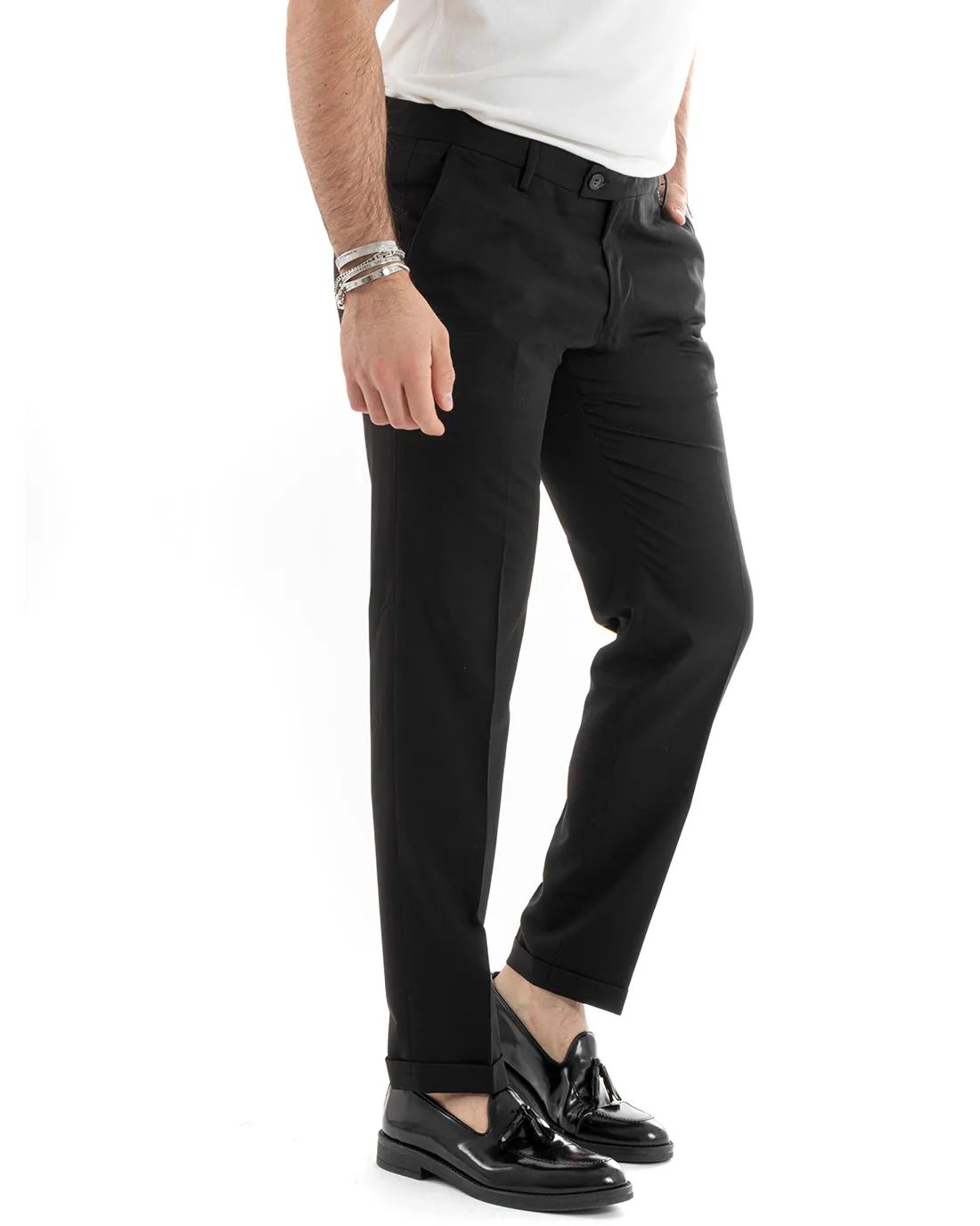 Abito Uomo Monopetto Vestito Viscosa Completo Giacca Pantaloni Nero Elegante Cerimonia GIOSAL-OU2276A