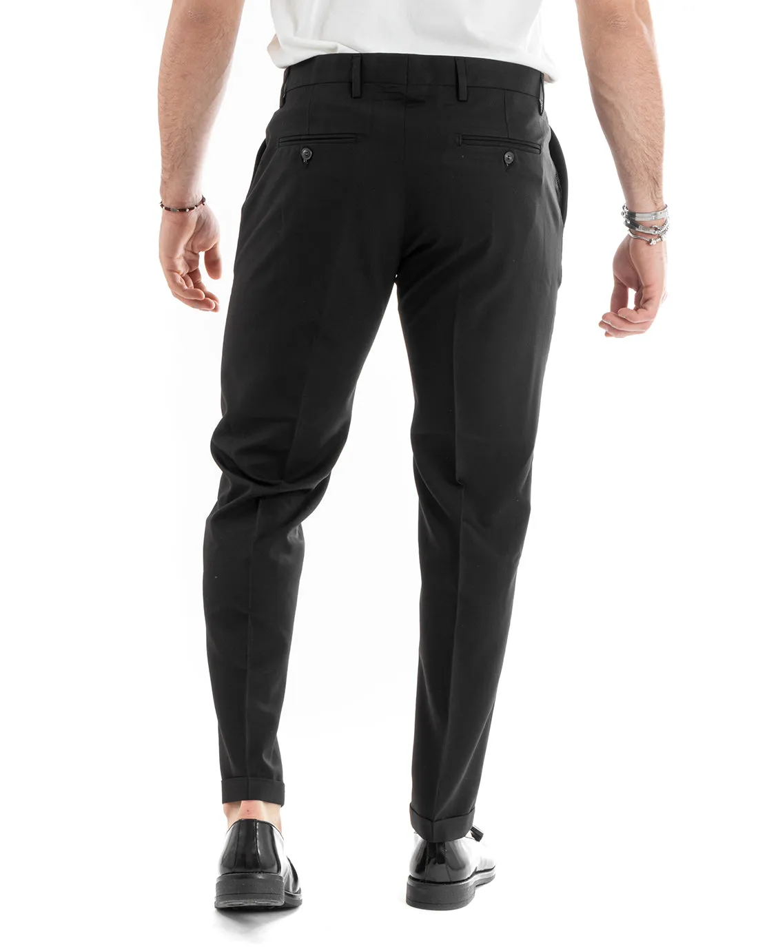 Abito Uomo Monopetto Vestito Viscosa Completo Giacca Pantaloni Nero Elegante Cerimonia GIOSAL-OU2276A