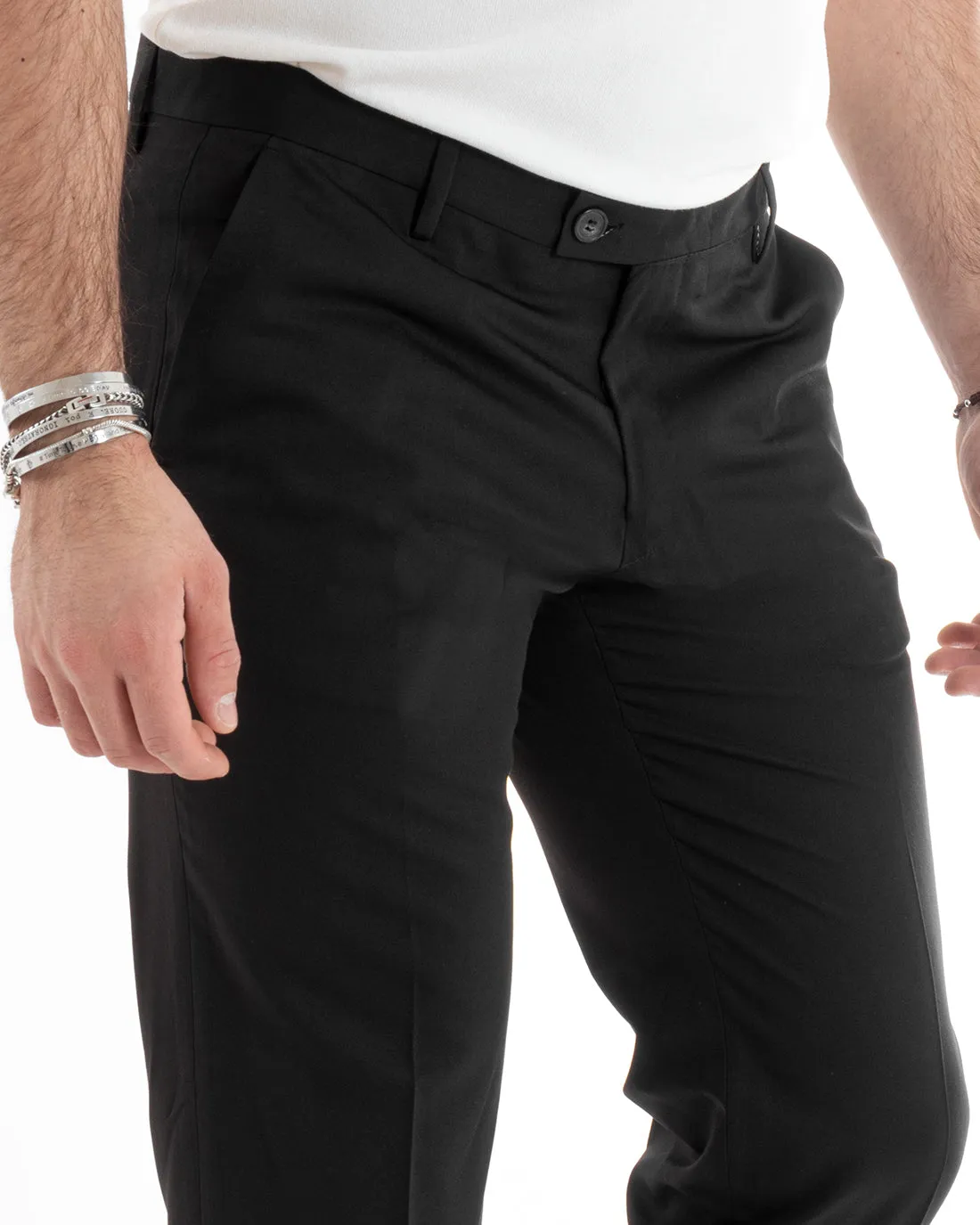 Abito Uomo Monopetto Vestito Viscosa Completo Giacca Pantaloni Nero Elegante Cerimonia GIOSAL-OU2276A