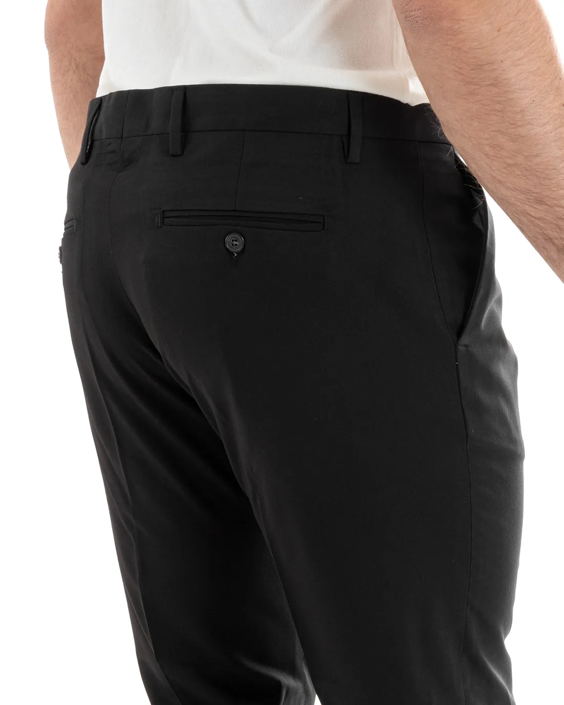 Abito Uomo Monopetto Vestito Viscosa Completo Giacca Pantaloni Nero Elegante Cerimonia GIOSAL-OU2276A