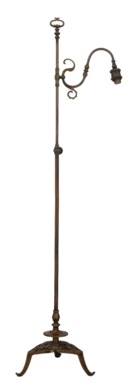 Art Nouveau Style Brass Bridge Floor Lamp