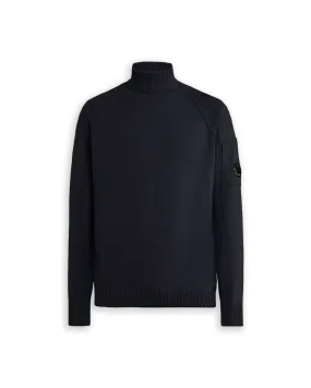 CP Company Lambswool Roll Neck High Collar Visible Stitching Blue Men