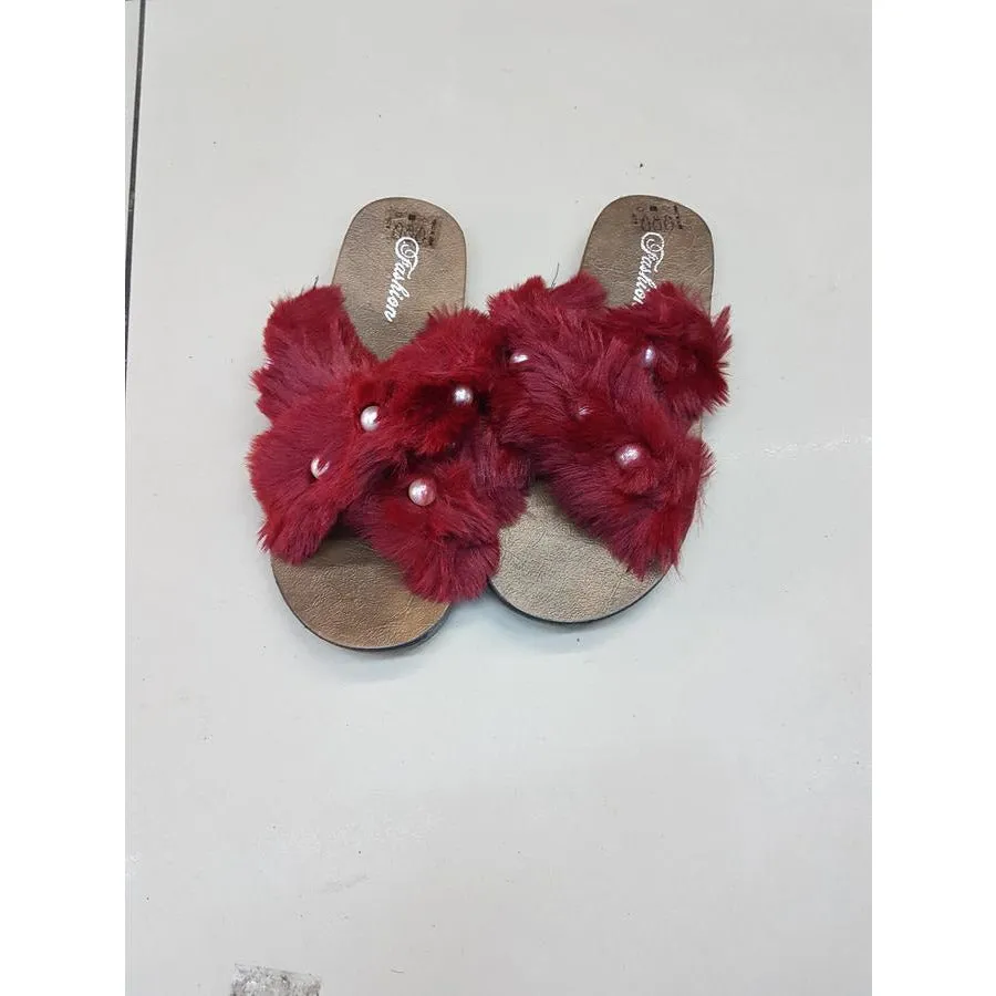 Crossover Faux Fur Slippers