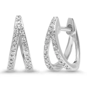 Diamond Split Huggie Hoop Earrings