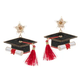 Enamel Graduation Hat Dangle Earrings