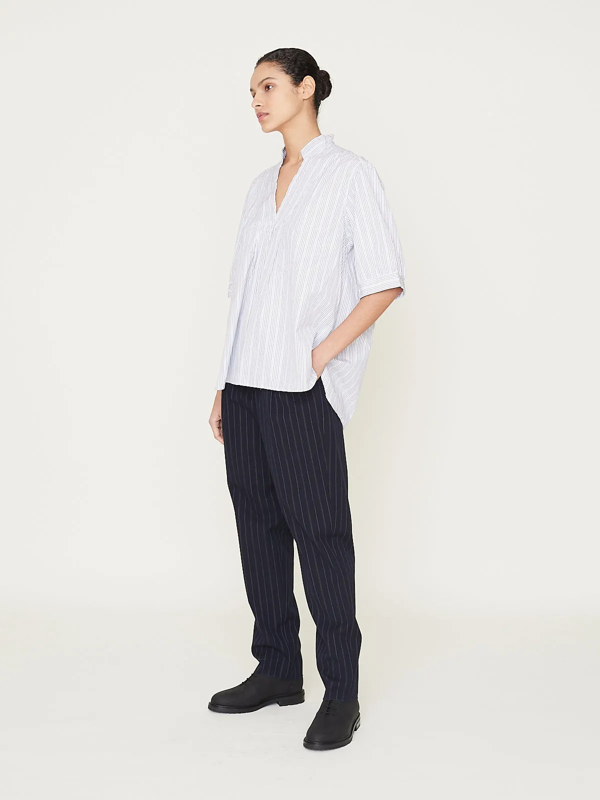 Farmer Pants in Navy Stripe