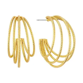 Gold Braided 5 Layer Hoop Earring