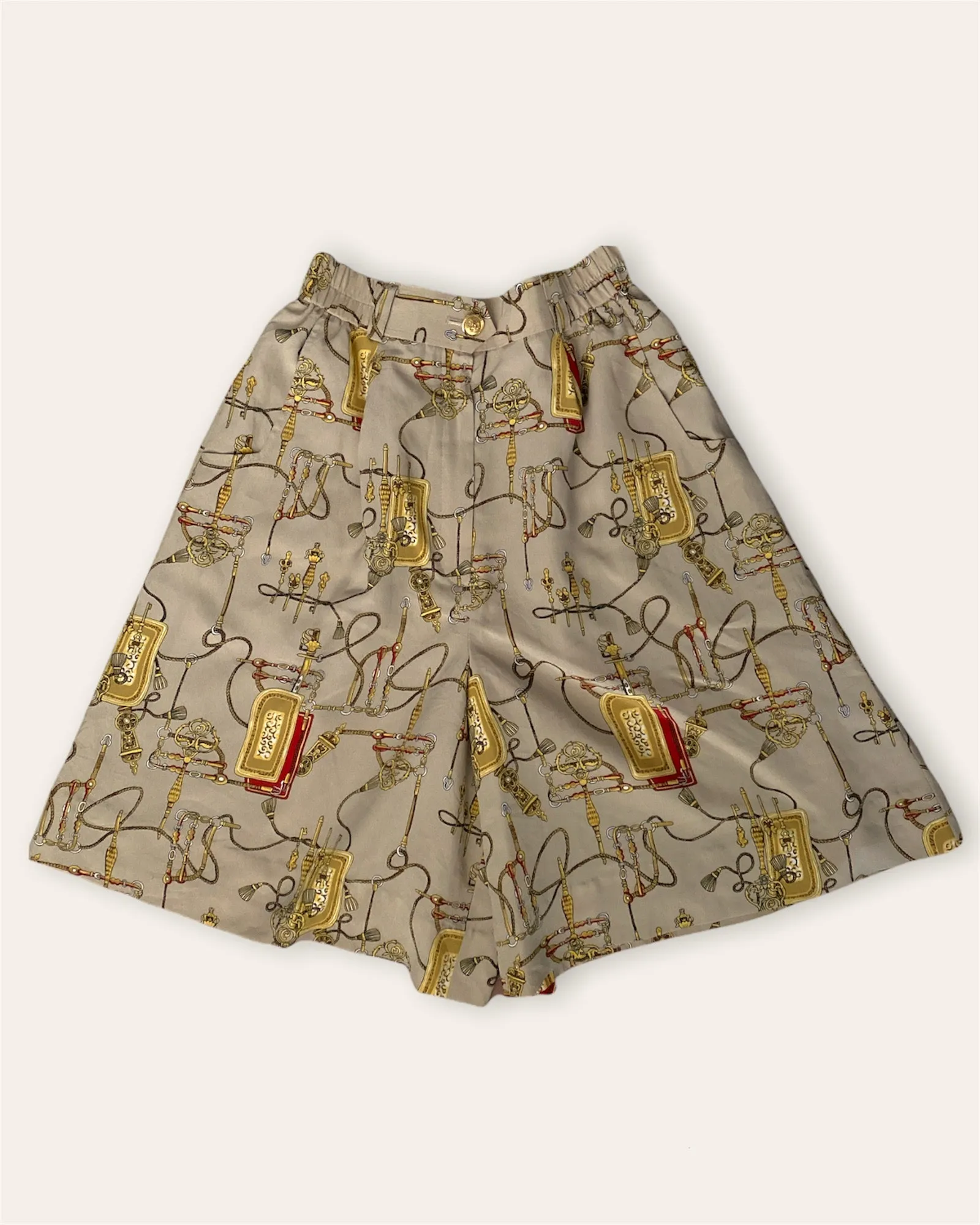 Hermes Style Baroque Print Long Shorts