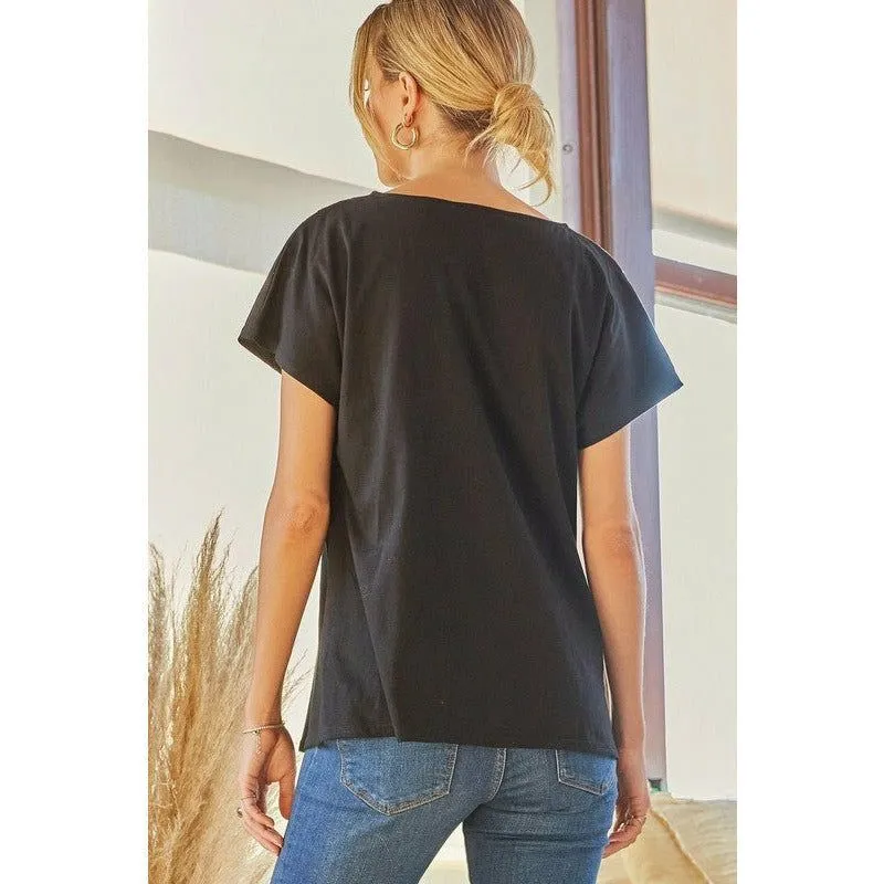 Not So Basic! Embroidered Dolman Style Top