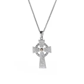 Silver Celtic Cross With 18ct Gold Centre