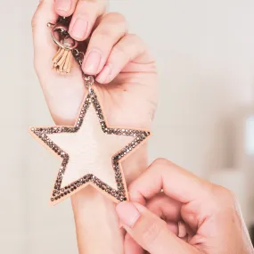 Star Keychain - Faux Fur & Crystal